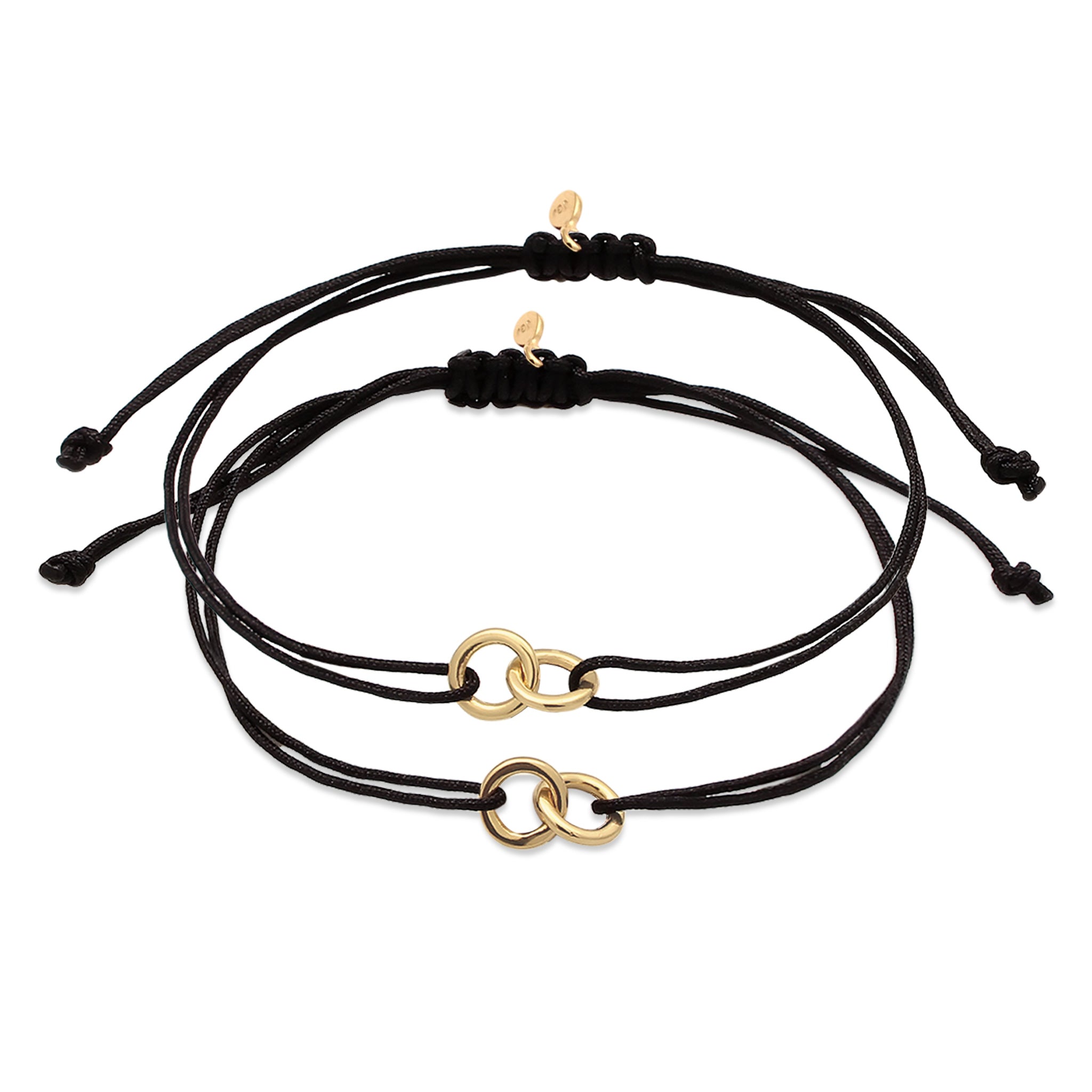 Black Gelang Perhiasan Perak 925 Wanita Circle Nylon Black Gold Plated