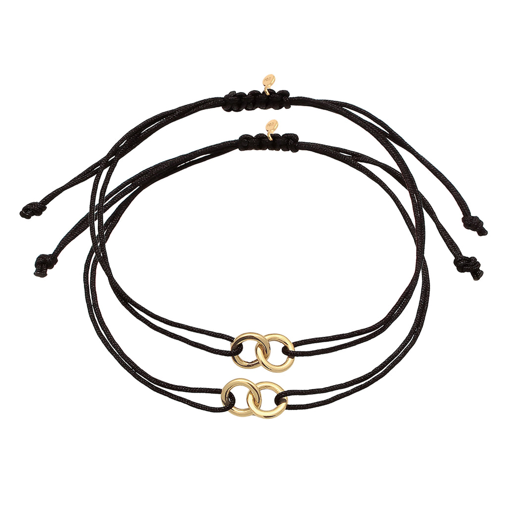 Black Gelang Perhiasan Perak 925 Wanita Circle Nylon Black Gold Plated