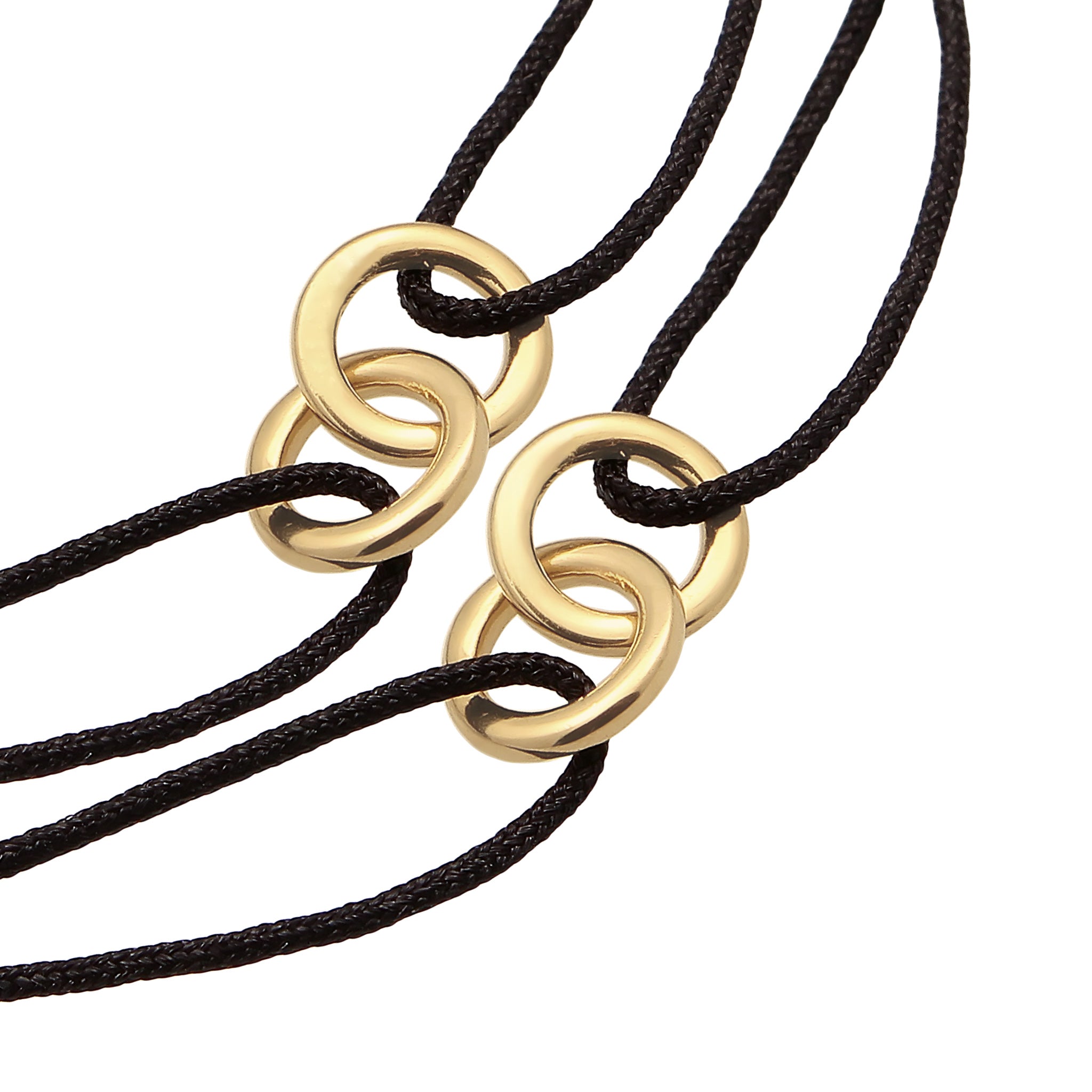 Black Gelang Perhiasan Perak 925 Wanita Circle Nylon Black Gold Plated