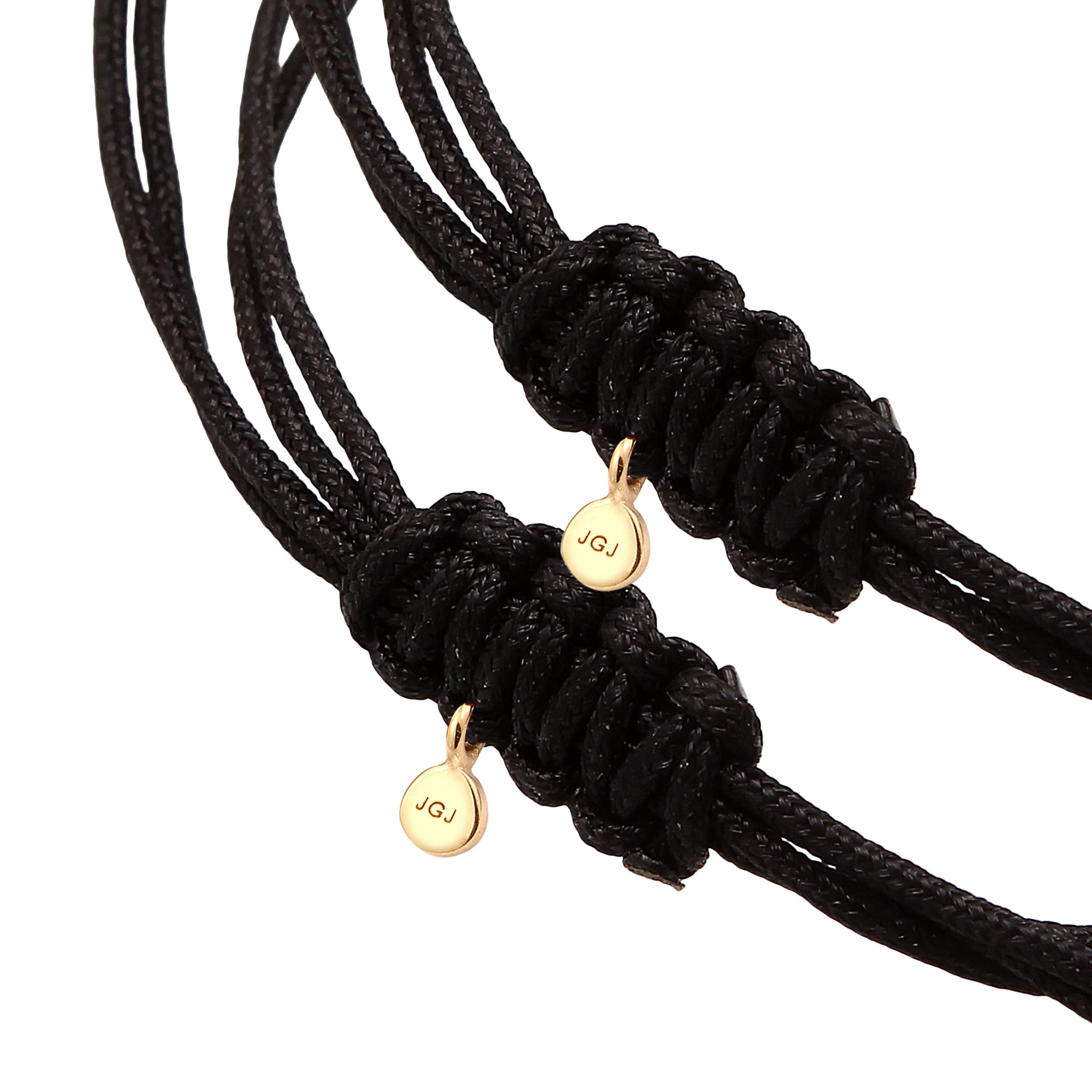 Black Gelang Perhiasan Perak 925 Wanita Circle Nylon Black Gold Plated