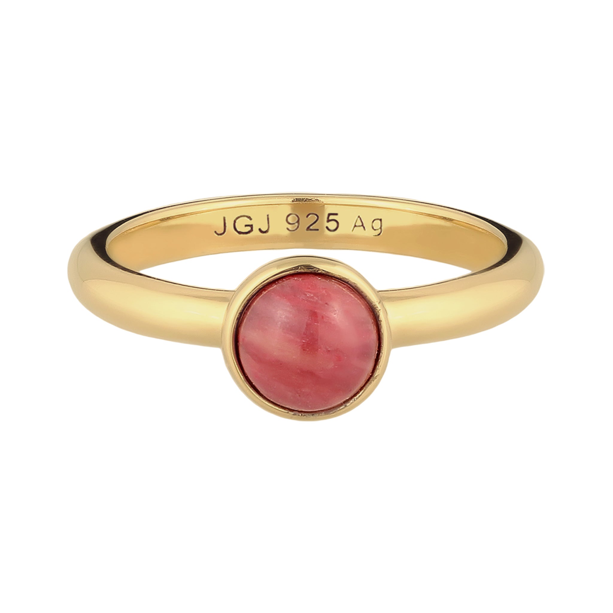 Gold Cincin Perhiasan Perak 925 Wanita Elegant Red Agate Gold Plated
