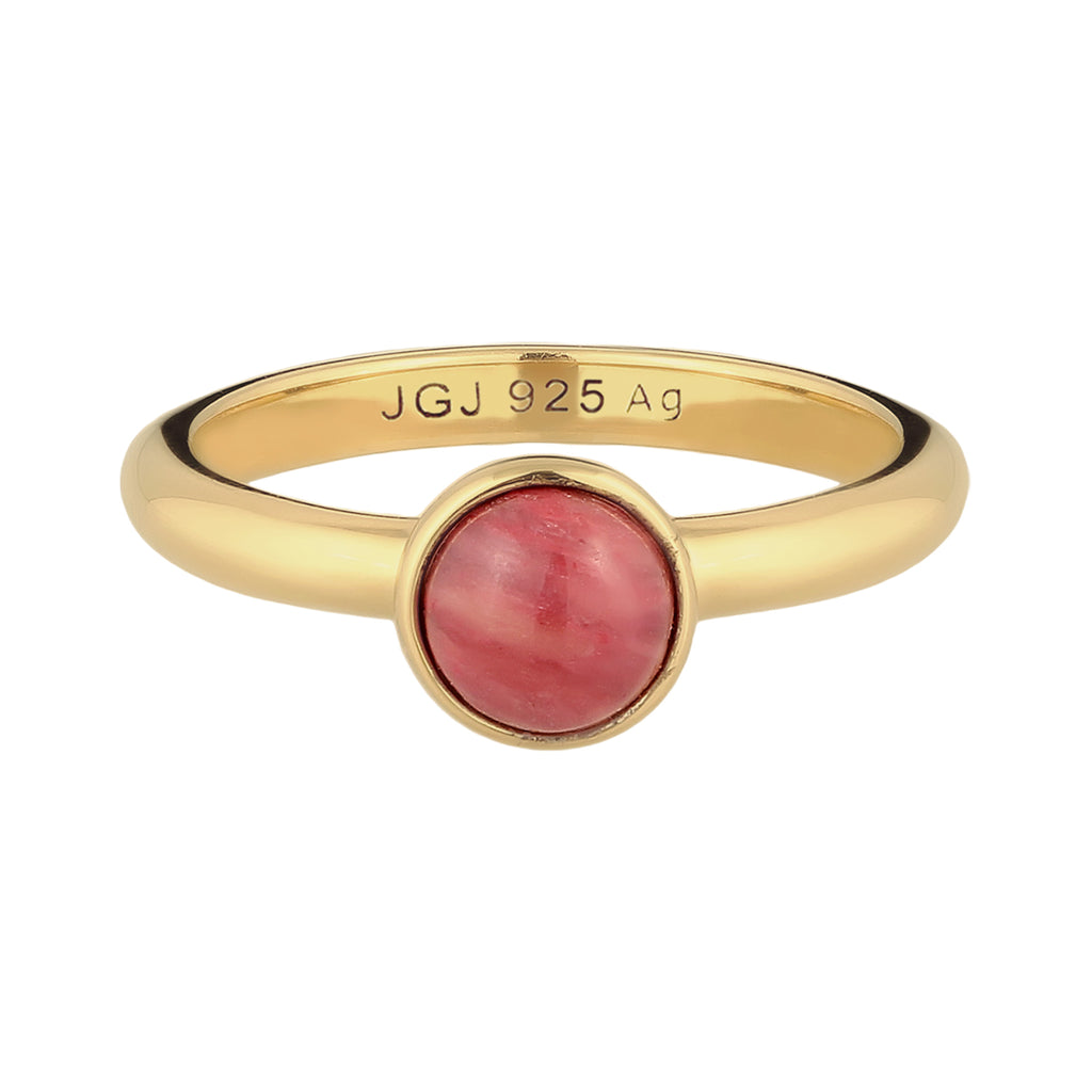 Ring Agate Cabochon Red 925 Sterling Silver Gold Plated