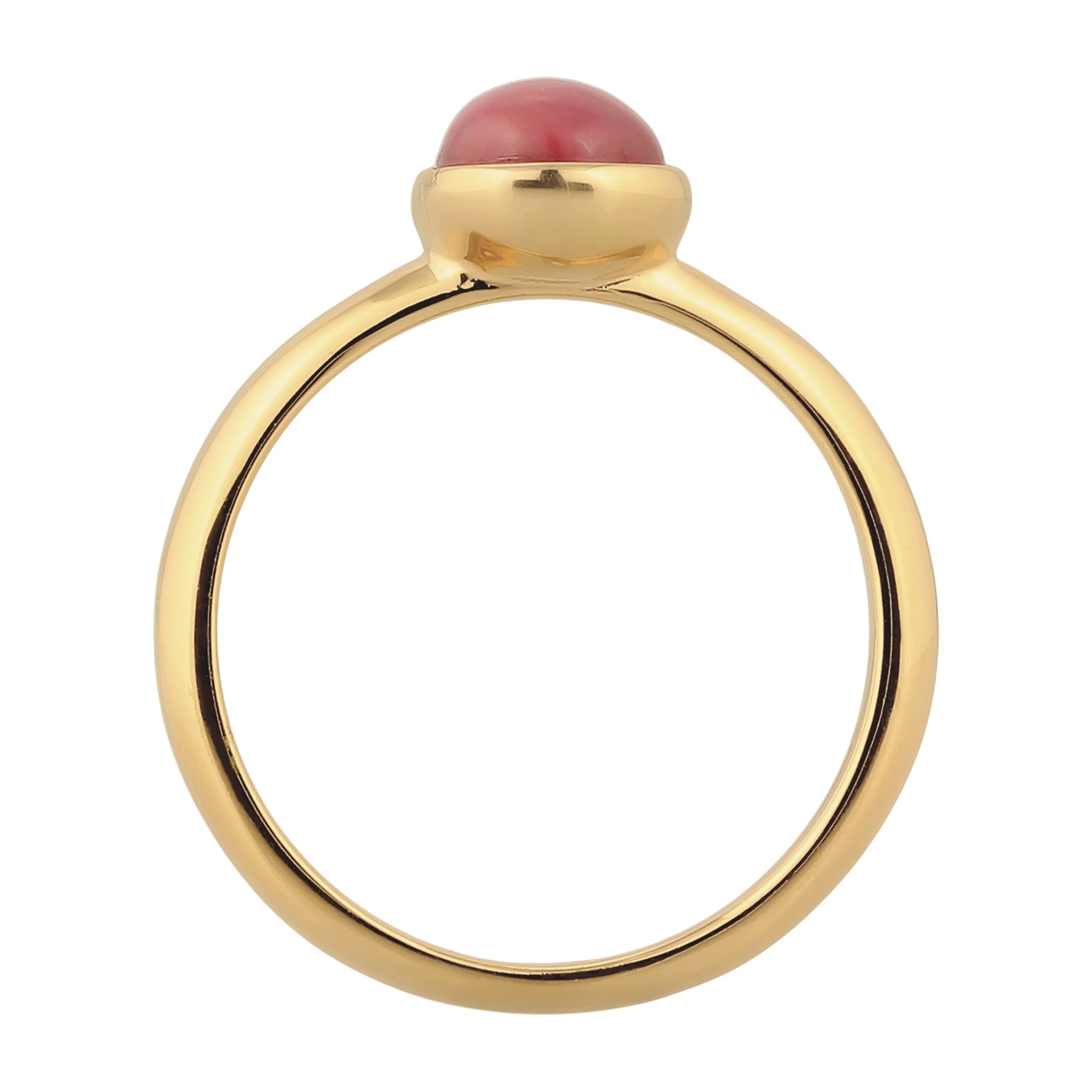 Gold Cincin Perhiasan Perak 925 Wanita Elegant Red Agate Gold Plated