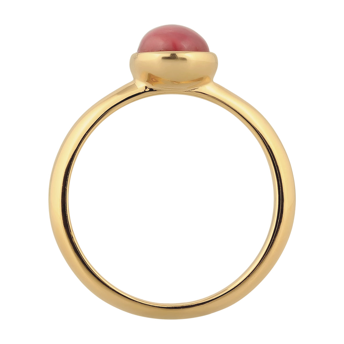 Gold - Elli | Red Agate Cabochon Ring 925 Silver Gold Plated