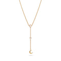 Gold Kalung Perhiasan Perak 925 Wanita Crescent Moonstone Gold Plated