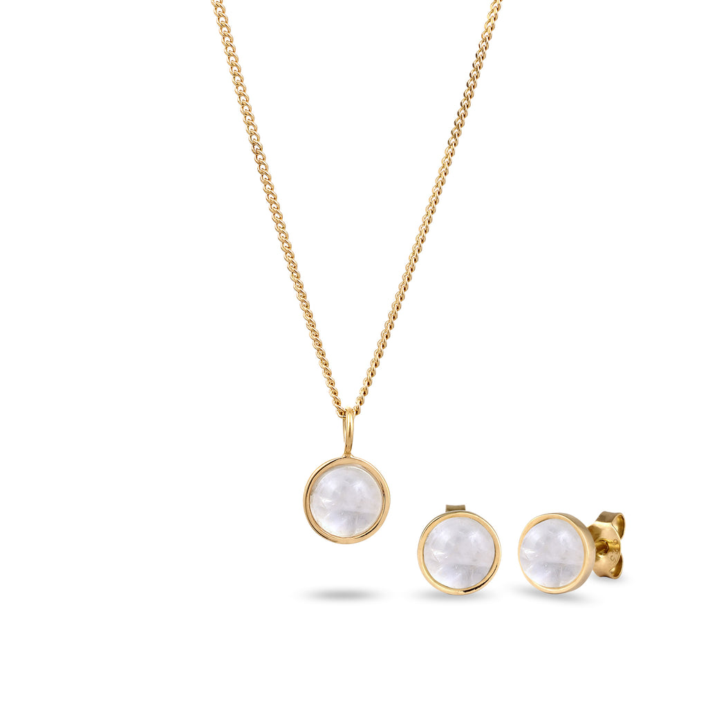 Gold Set Perhiasan Perak 925 Wanita Moonstone Gold Plated
