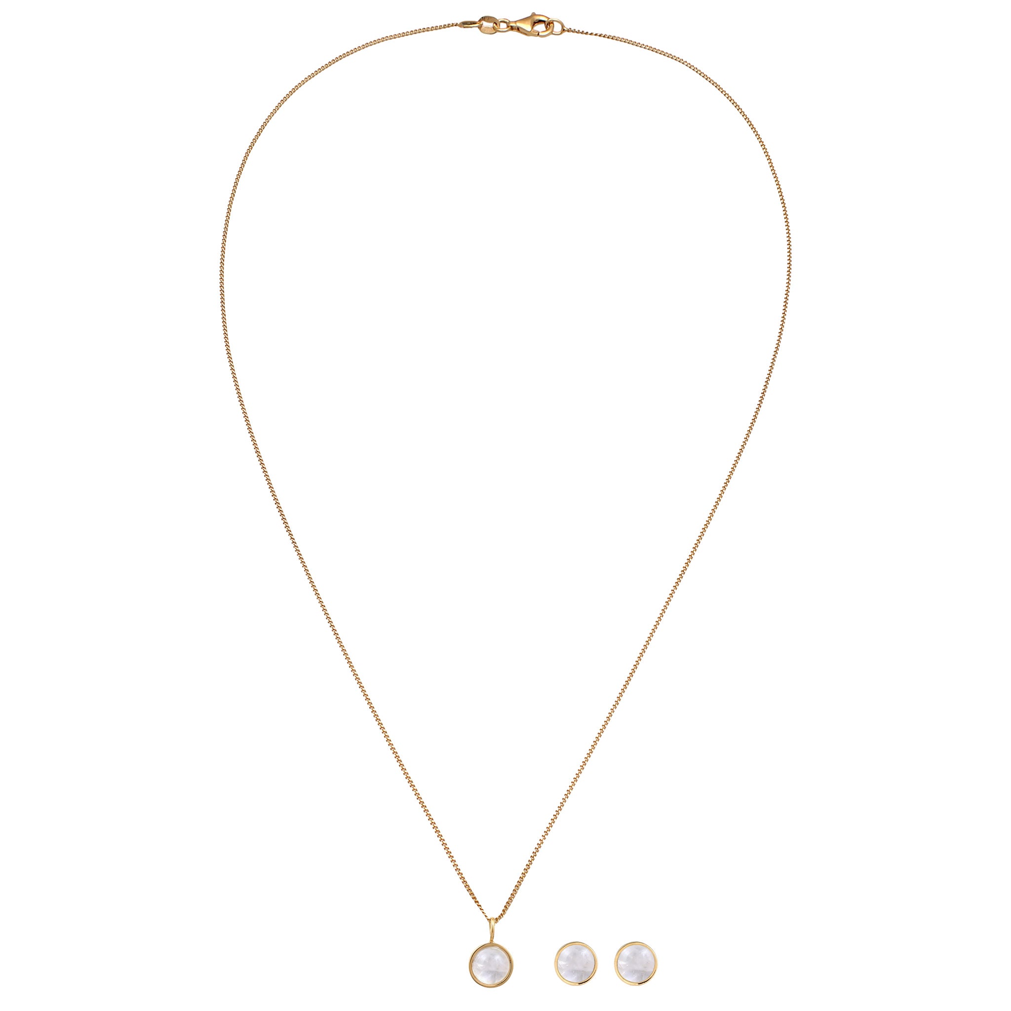 Gold Set Perhiasan Perak 925 Wanita Moonstone Gold Plated