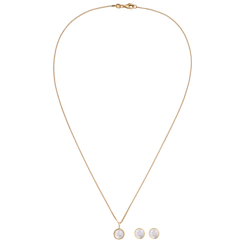Gold Set Perhiasan Perak 925 Wanita Moonstone Gold Plated