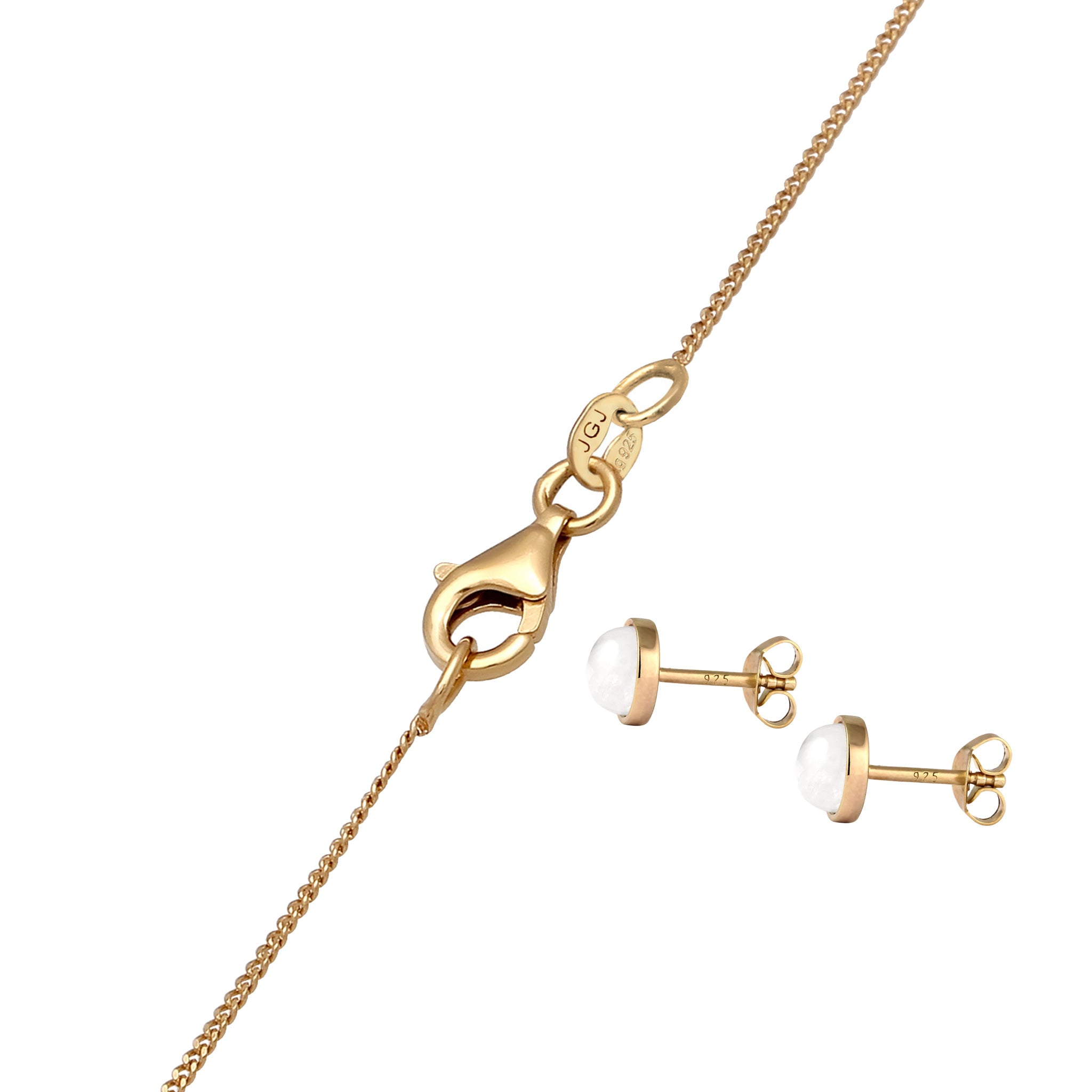 Gold Set Perhiasan Perak 925 Wanita Moonstone Gold Plated