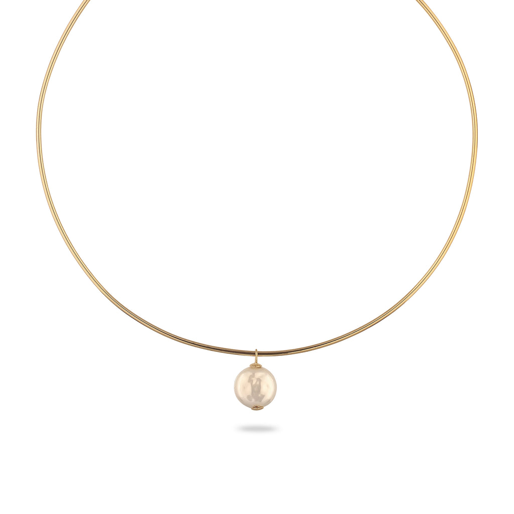 Gold Kalung Perhiasan Perak 925 Wanita Elegant White Shell Pearl Gold Plated