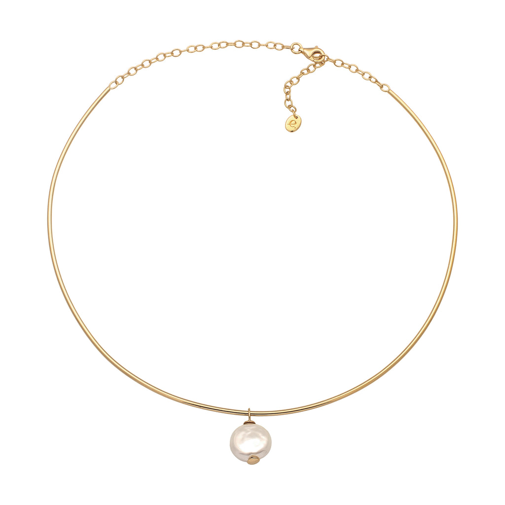 Gold Kalung Perhiasan Perak 925 Wanita Elegant White Shell Pearl Gold Plated