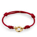 Red Gelang Perhiasan Perak 925 Wanita Satin Ribbon Red Gold Plated