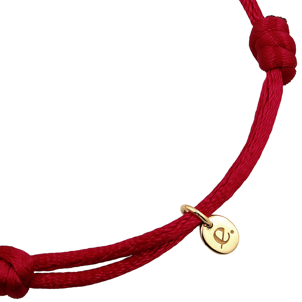 Red Gelang Perhiasan Perak 925 Wanita Satin Ribbon Red Gold Plated