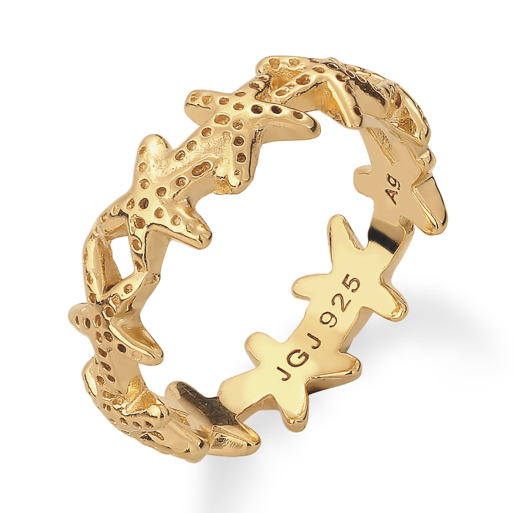 Gold Cincin Perhiasan Perak 925 Wanita Starfish Gold Plated