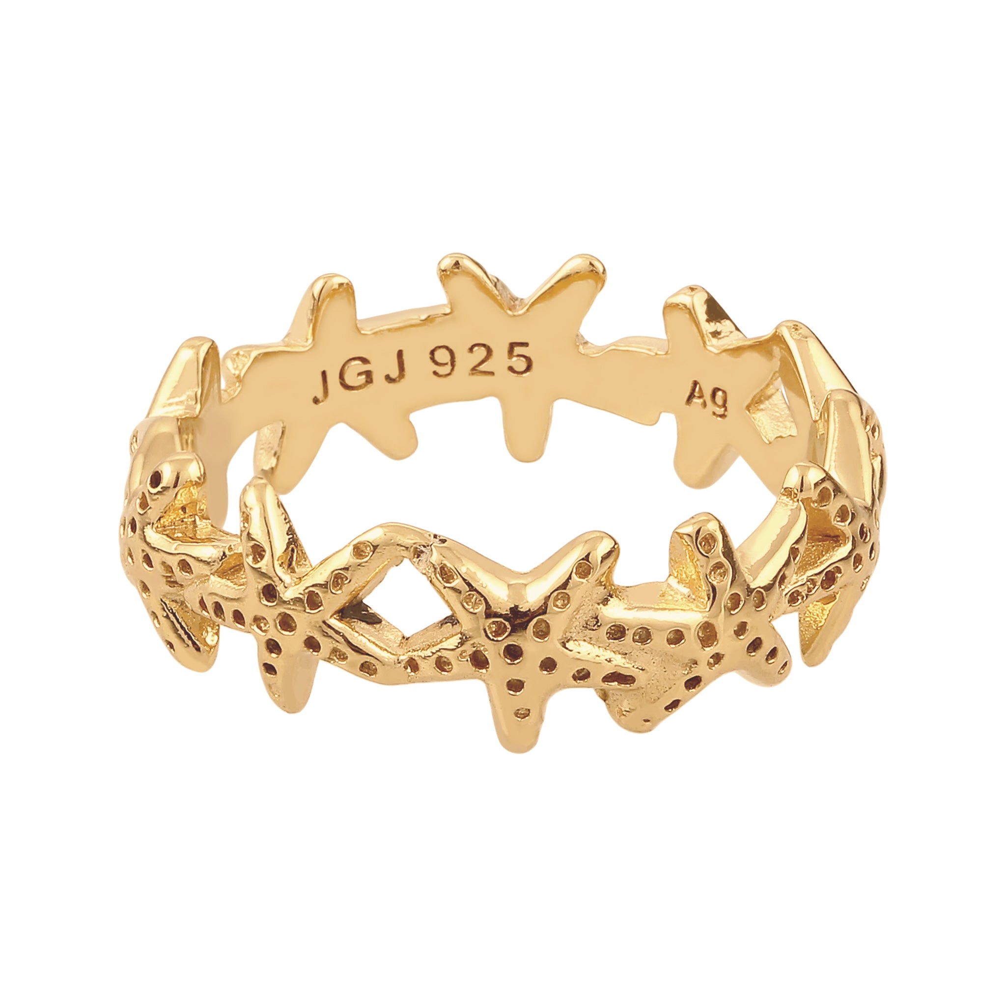 Gold Cincin Perhiasan Perak 925 Wanita Starfish Gold Plated
