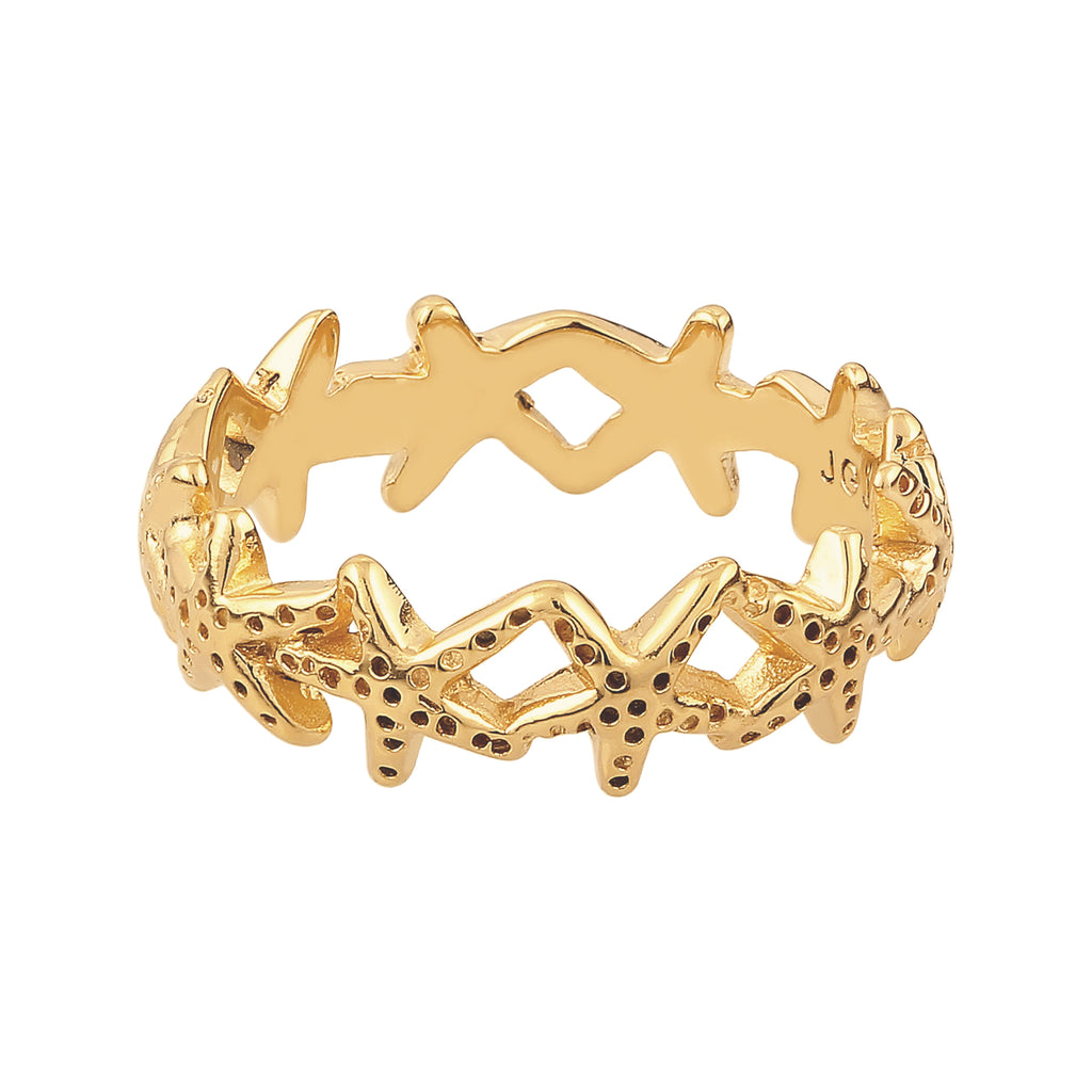 Gold Cincin Perhiasan Perak 925 Wanita Starfish Gold Plated