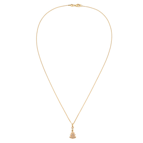 Gold Kalung Perhiasan Perak 925 Wanita Christmas Tree White Diamond Pendant Gold Plated