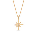 Gold Kalung Perhiasan Perak 925 Wanita Star Pendant White Lab Grown Diamond Gold Plated