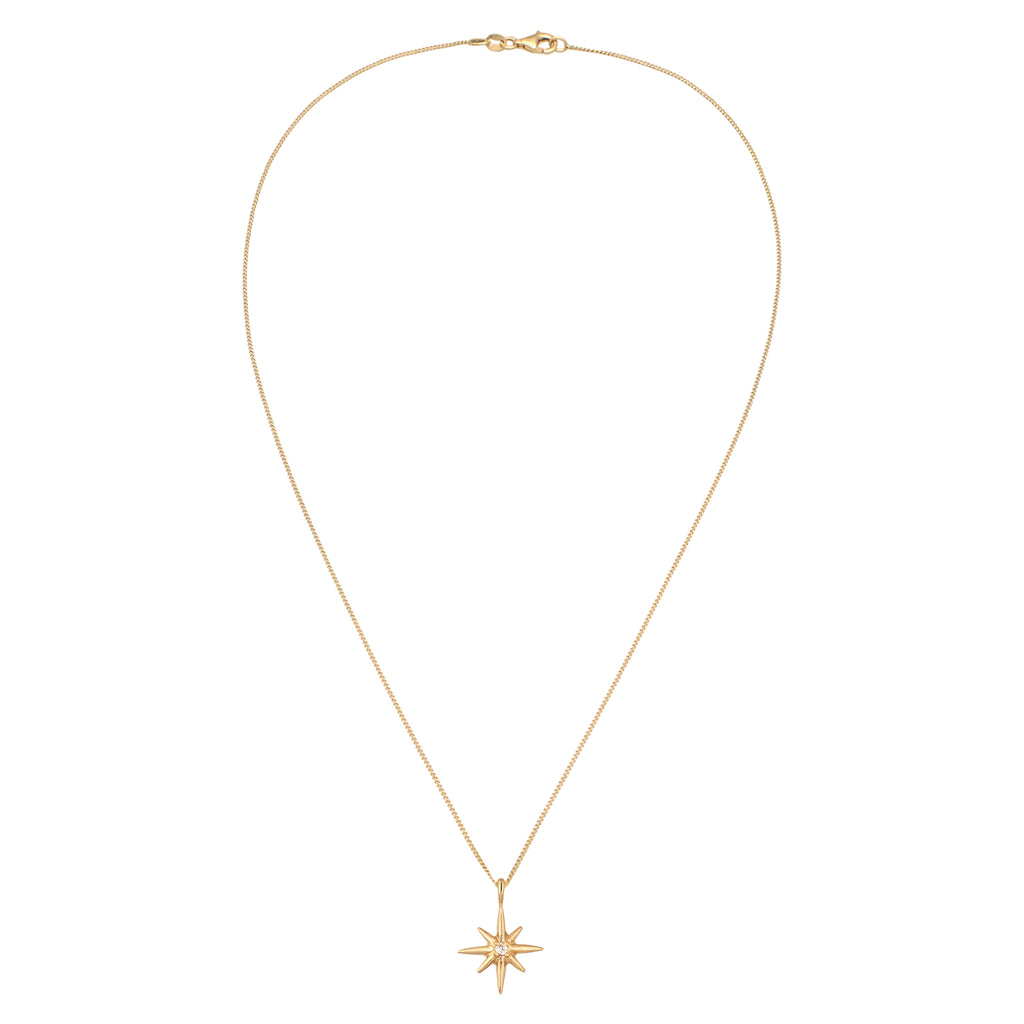Gold Kalung Perhiasan Perak 925 Wanita Star Pendant White Lab Grown Diamond Gold Plated
