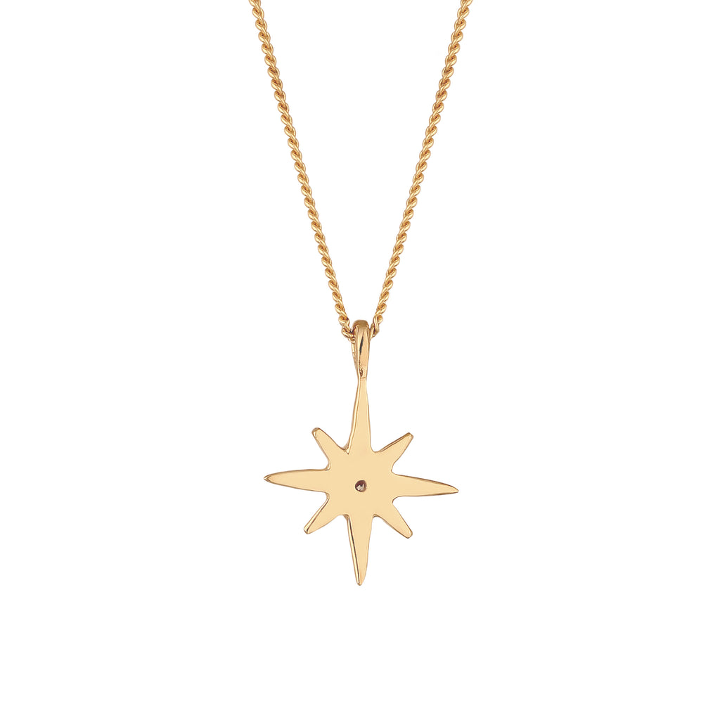 Gold Kalung Perhiasan Perak 925 Wanita Star Pendant White Lab Grown Diamond Gold Plated