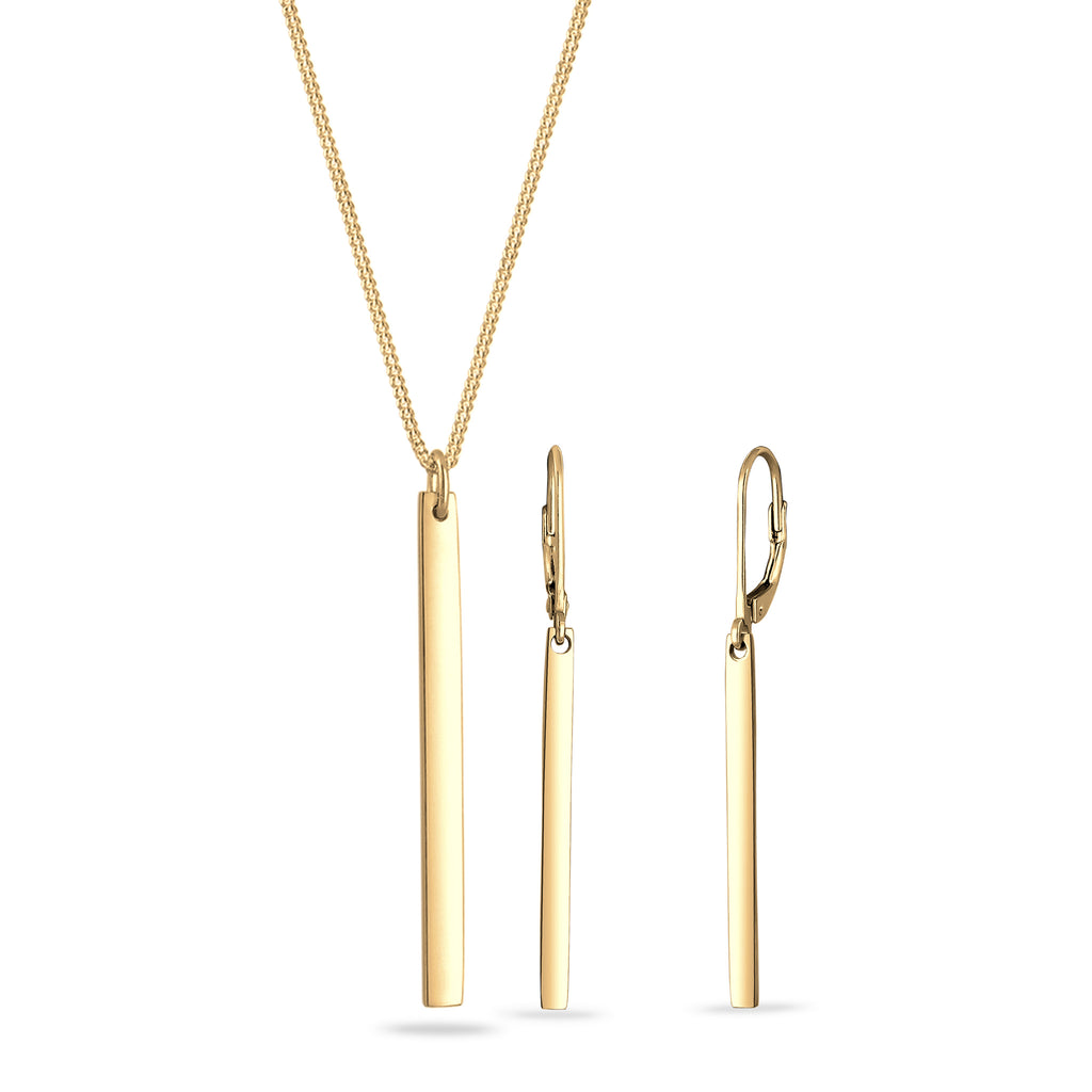 Gold Set Perhiasan Perak 925 Wanita Bar Pendant Gold Plated