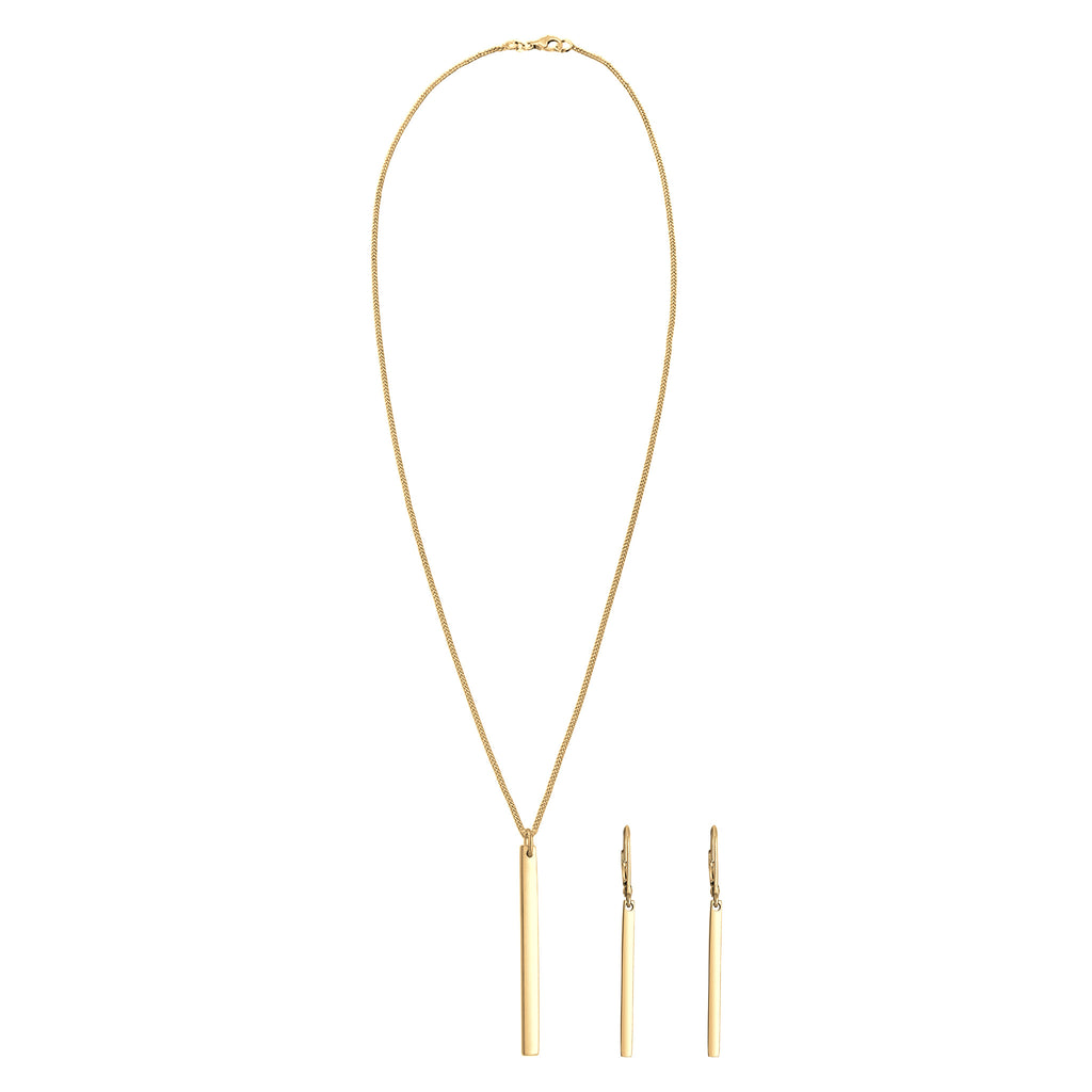 Gold Set Perhiasan Perak 925 Wanita Bar Pendant Gold Plated