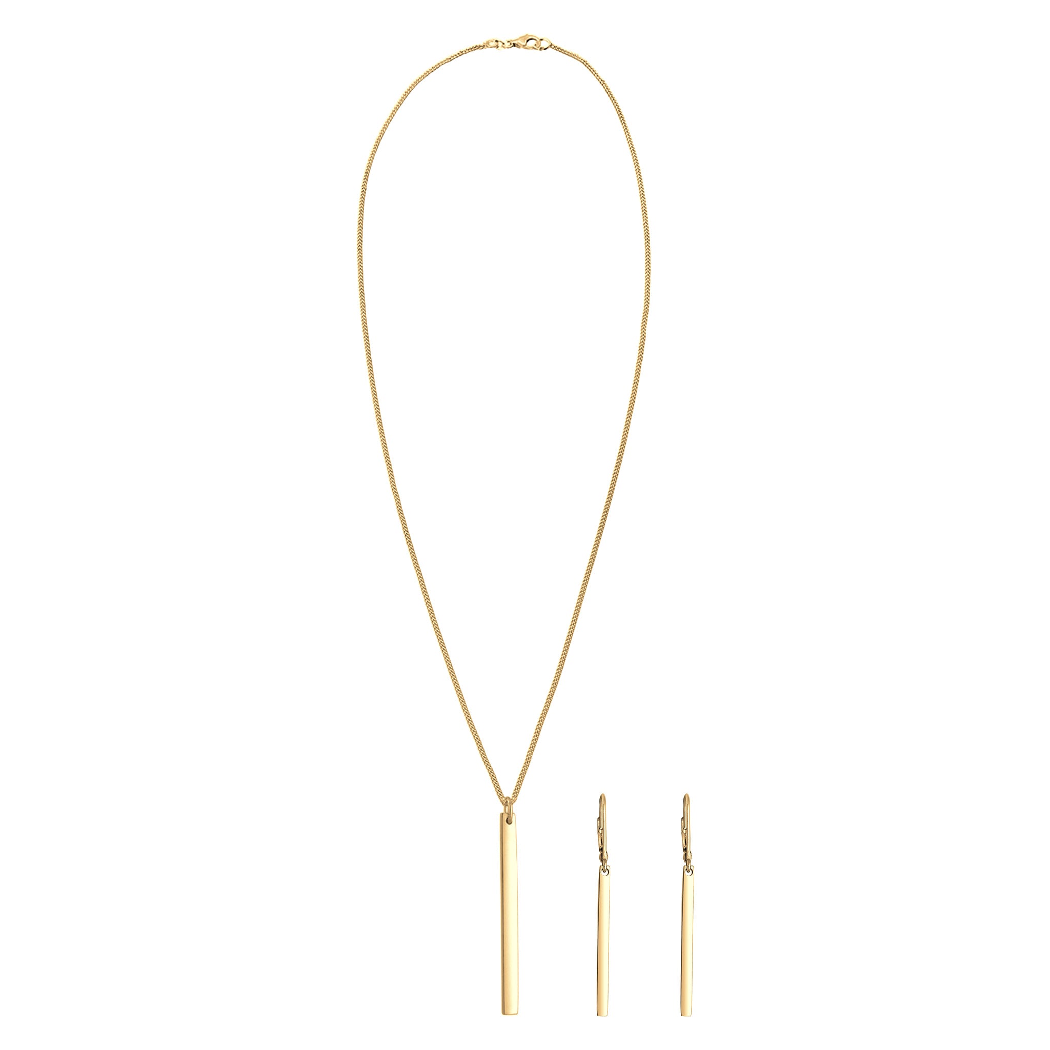 Gold Set Perhiasan Perak 925 Wanita Bar Pendant Gold Plated