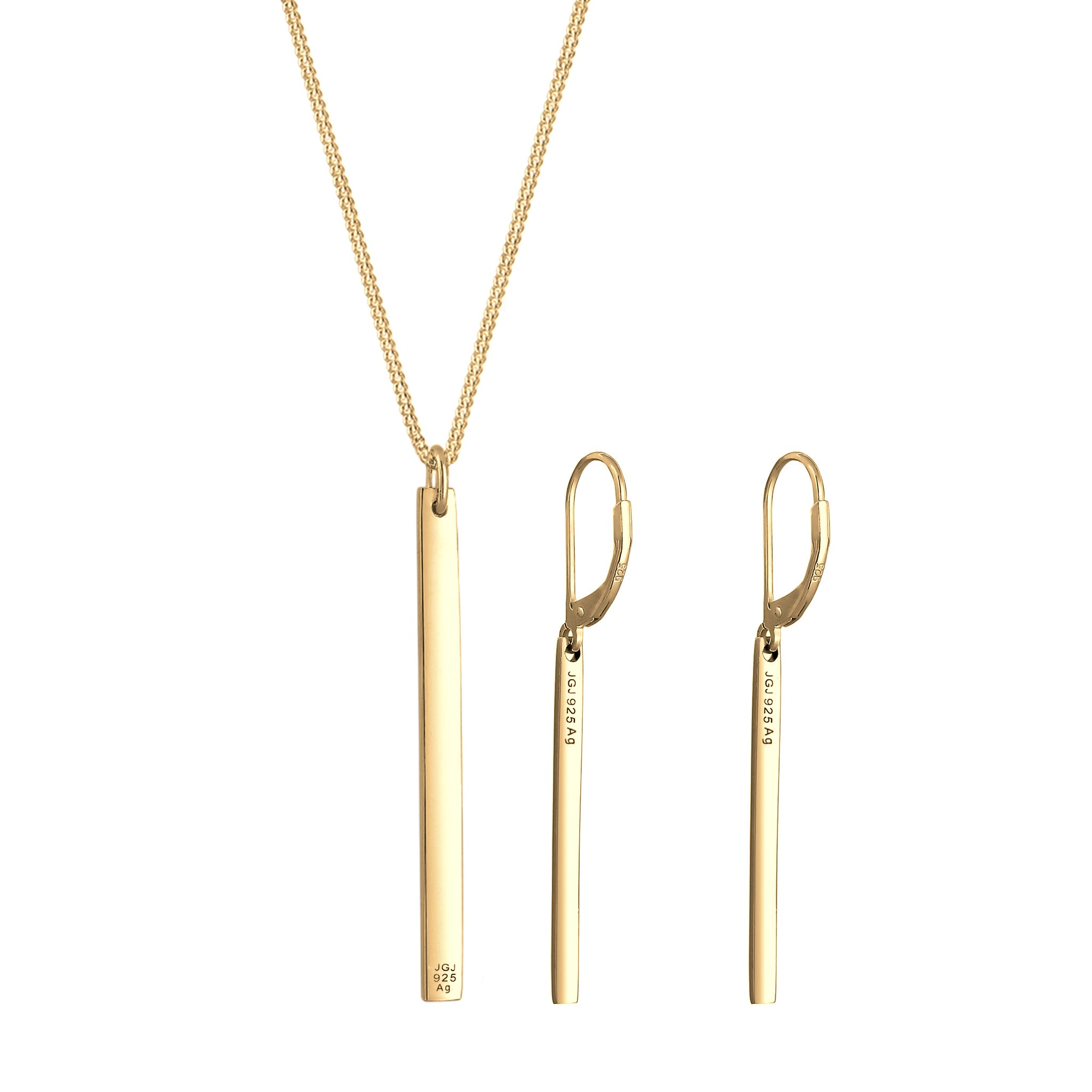Gold Set Perhiasan Perak 925 Wanita Bar Pendant Gold Plated