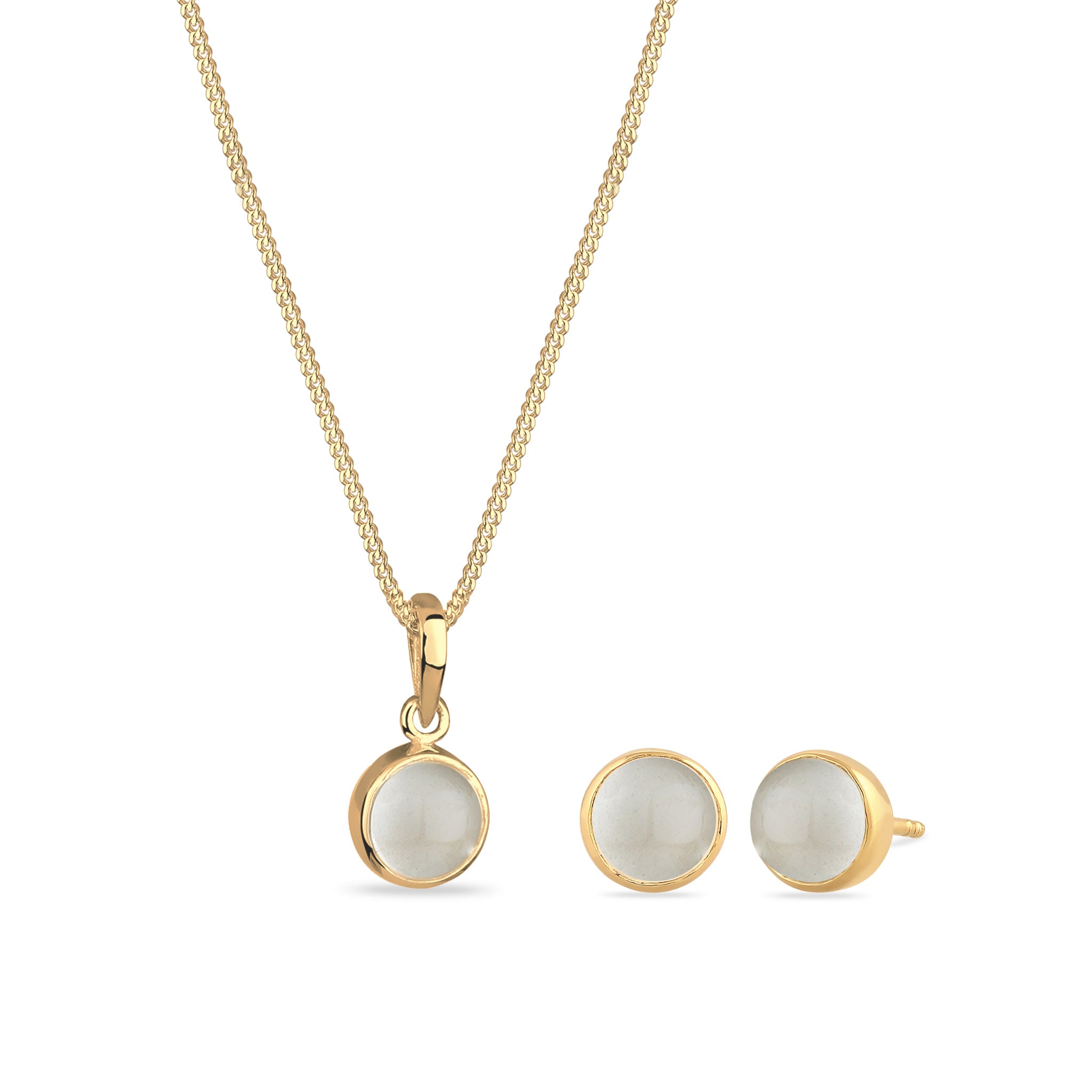 Silver Set Perhiasan Perak 925 Wanita Moonstone Gold Plated