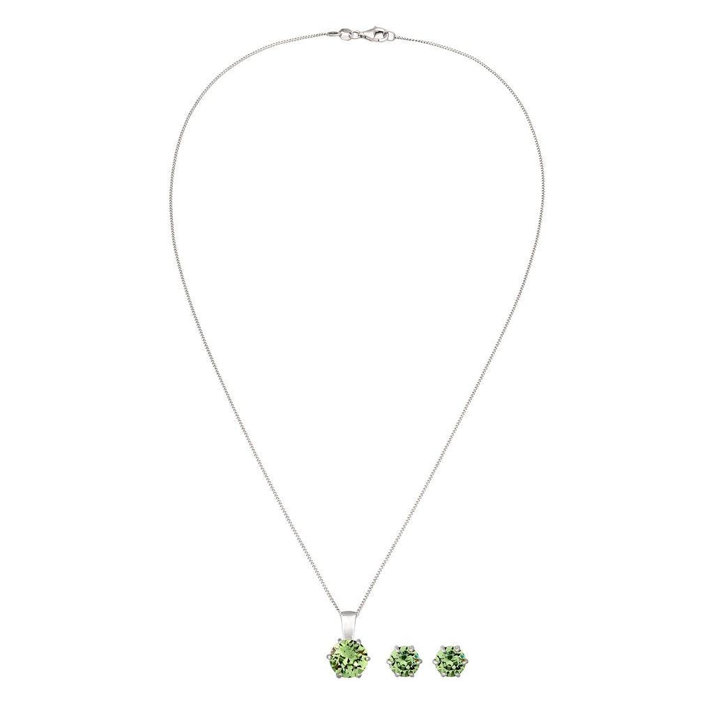 Green Set Perhiasan Perak 925 Wanita Classic Green Crystal
