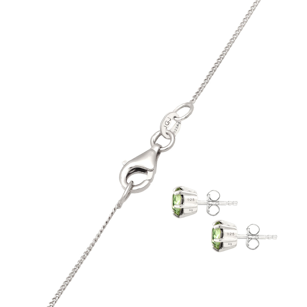 Green Set Perhiasan Perak 925 Wanita Classic Green Crystal