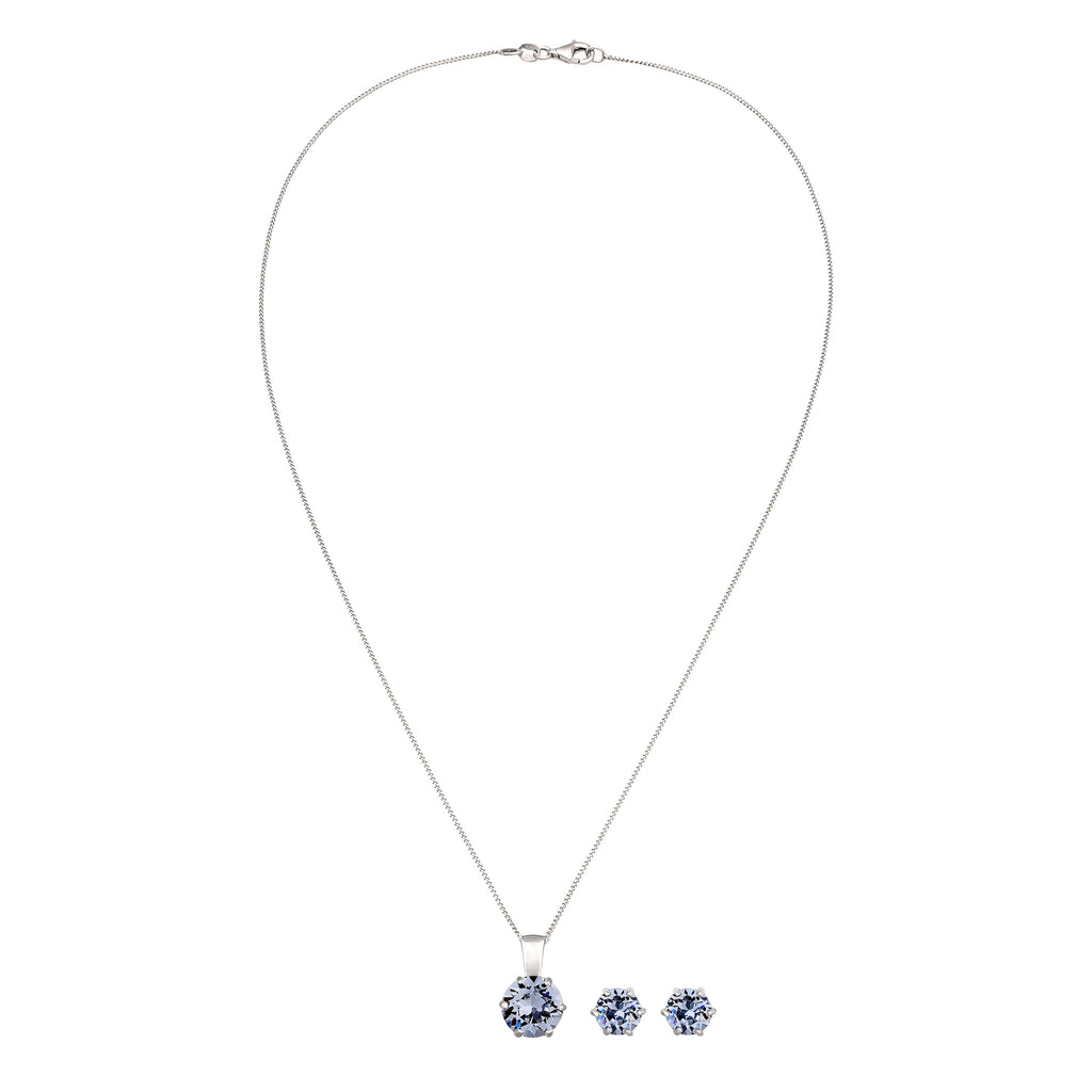 Blue Set Perhiasan Perak 925 Wanita Classic Blue Crystal