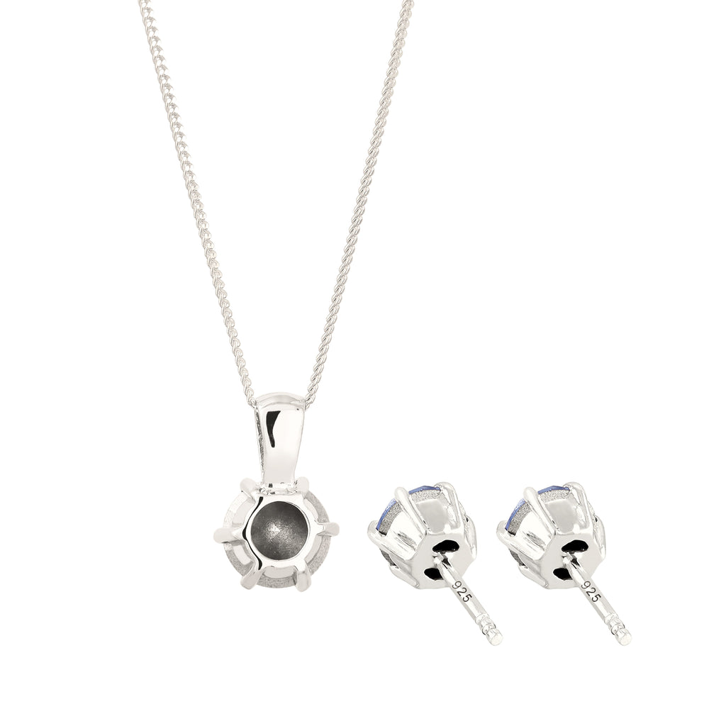 Blue Set Perhiasan Perak 925 Wanita Classic Blue Crystal