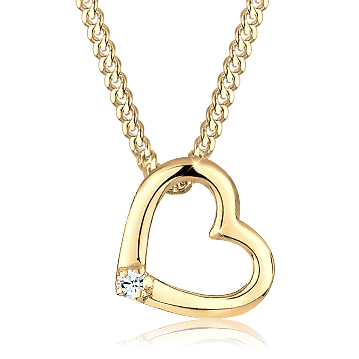White - Elli | Necklace Heart Cut Out Glass Crystals 925 Sterling Silver Gold Plated Embellished Crystal by Swarovski®