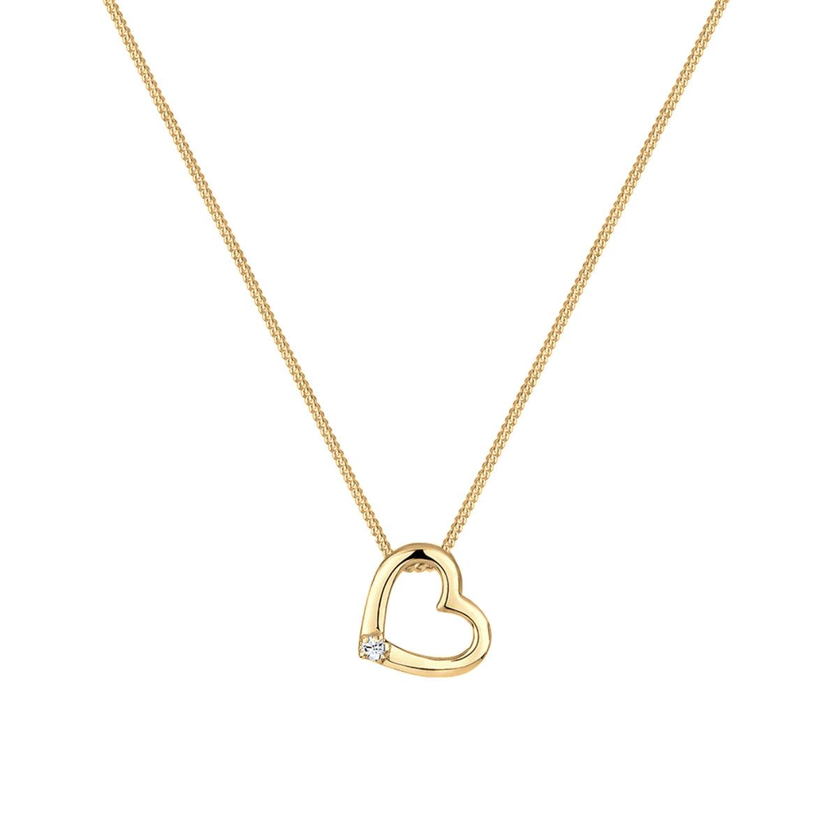 White - Elli | Necklace Heart Cut Out Glass Crystals 925 Sterling Silver Gold Plated Embellished Crystal by Swarovski®