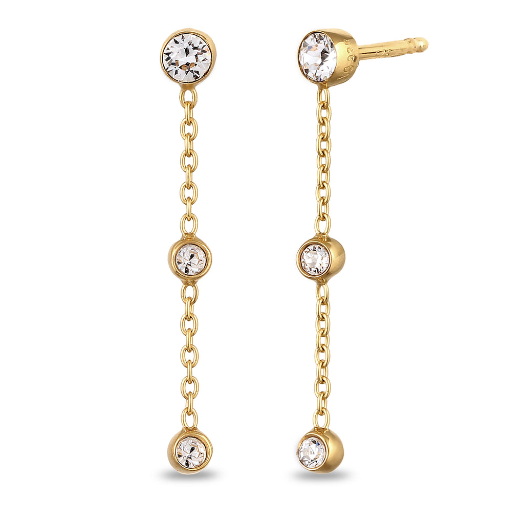 Gold Anting Perhiasan Perak 925 Wanita Stud Elegant Crystals Gold Plated