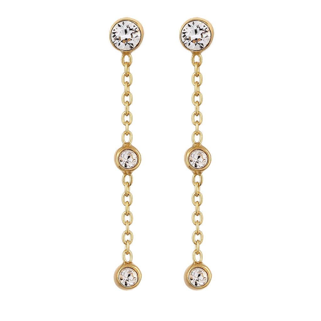 Gold Anting Perhiasan Perak 925 Wanita Stud Elegant Crystals Gold Plated