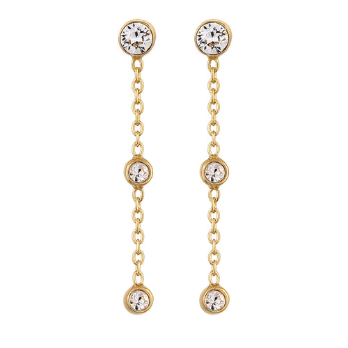 Gold Anting Perhiasan Perak 925 Wanita Stud Elegant Crystals Gold Plated
