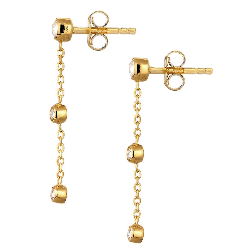 Gold Anting Perhiasan Perak 925 Wanita Stud Elegant Crystals Gold Plated