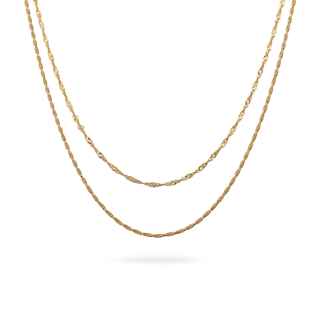 Gold Kalung Perhiasan Perak 925 Wanita Singapore Chain Gold Plated