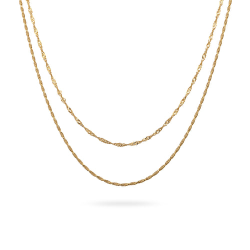 Gold Kalung Perhiasan Perak 925 Wanita Singapore Chain Gold Plated