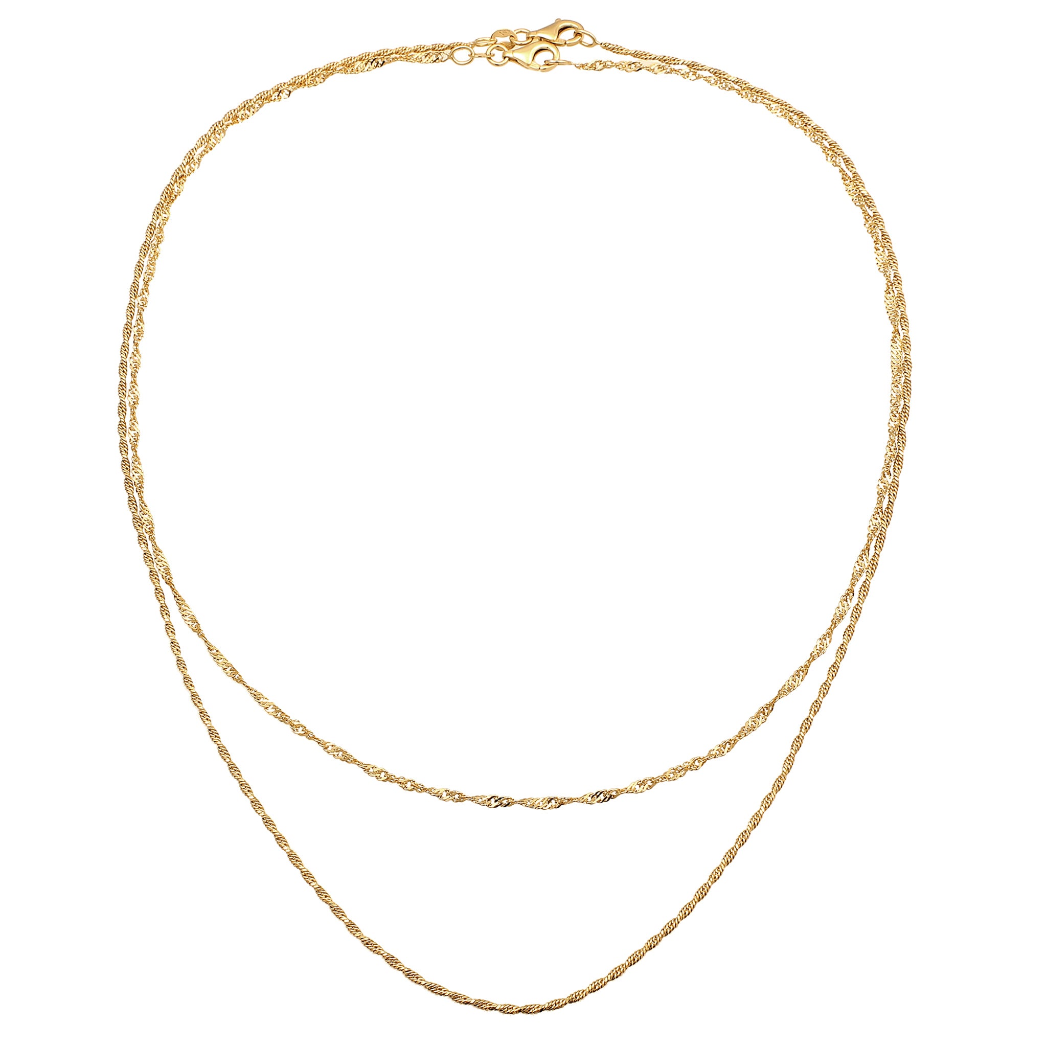 Gold Kalung Perhiasan Perak 925 Wanita Singapore Chain Gold Plated