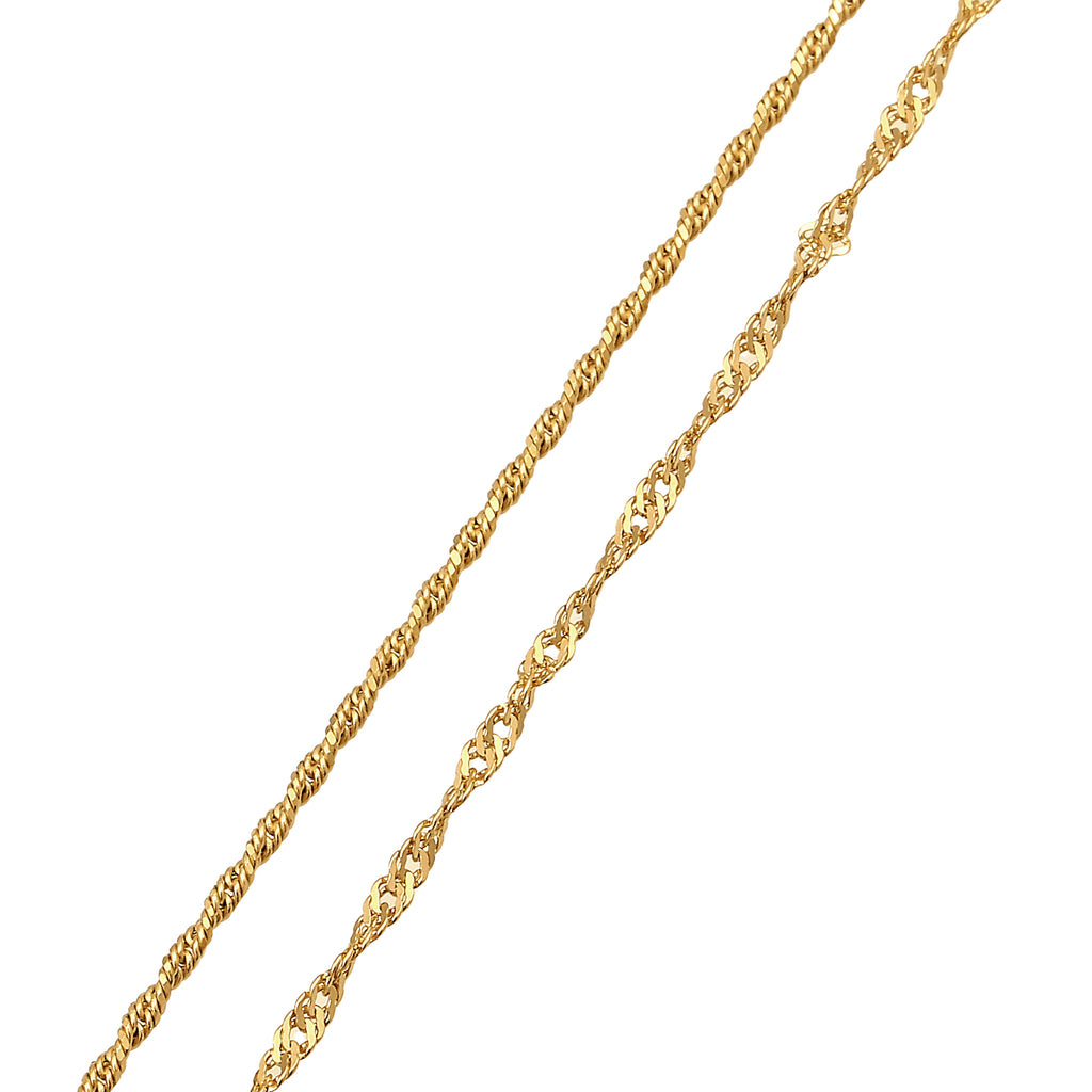 Gold Kalung Perhiasan Perak 925 Wanita Singapore Chain Gold Plated