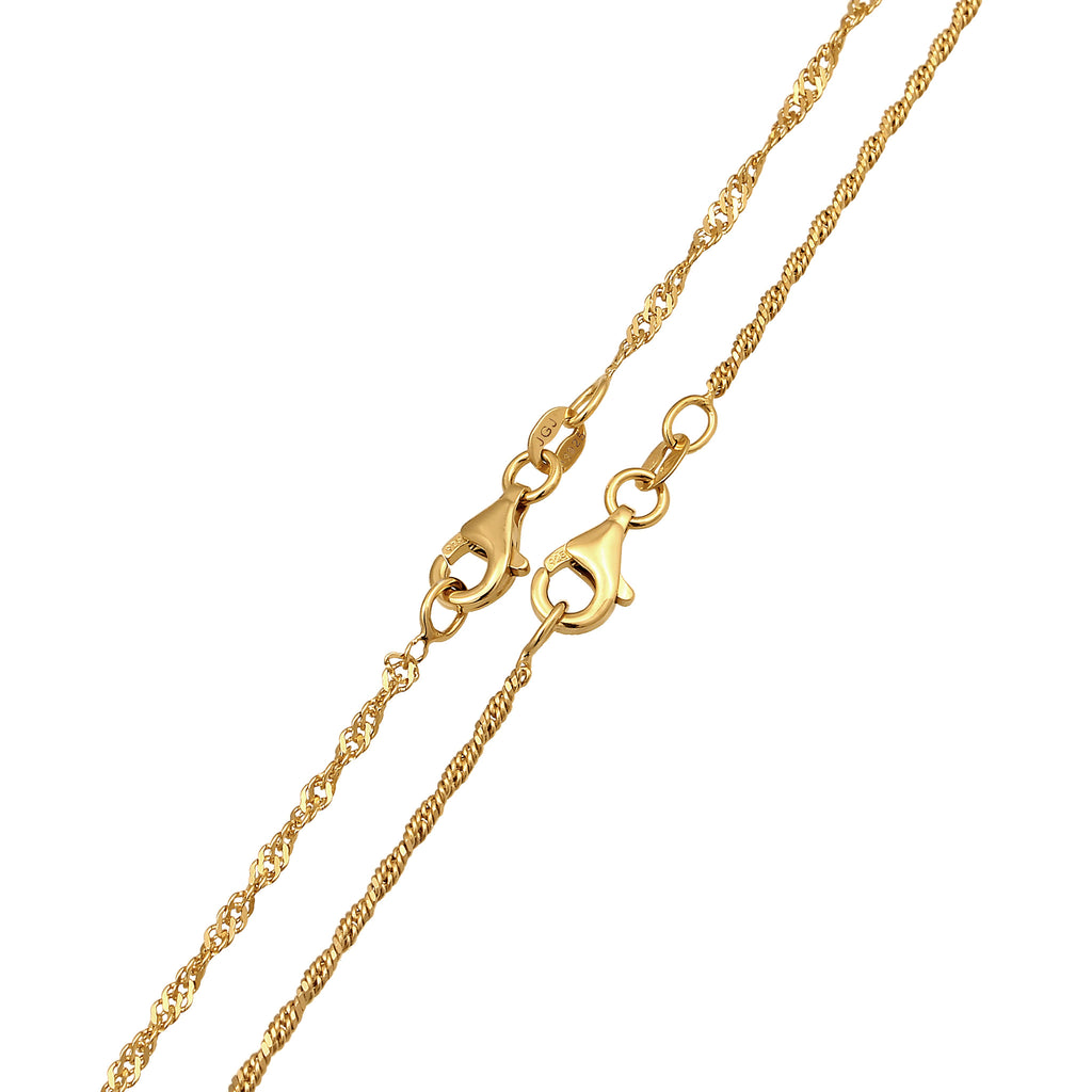 Gold Kalung Perhiasan Perak 925 Wanita Singapore Chain Gold Plated
