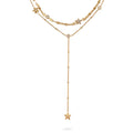 Gold Kalung Perhiasan Perak 925 Wanita Layer Star White Crystals Gold Plated