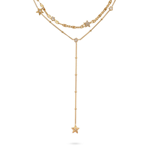 Gold Kalung Layer Necklace Perak 925 Lapis Emas Wanita Bintang