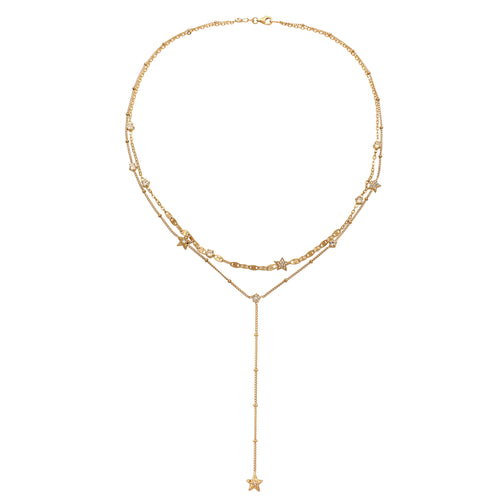 Gold Kalung Layer Necklace Perak 925 Lapis Emas Wanita Bintang