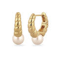 Gold Anting Perhiasan Perak 925 Wanita Creole Elegant White Pearl Gold Plated