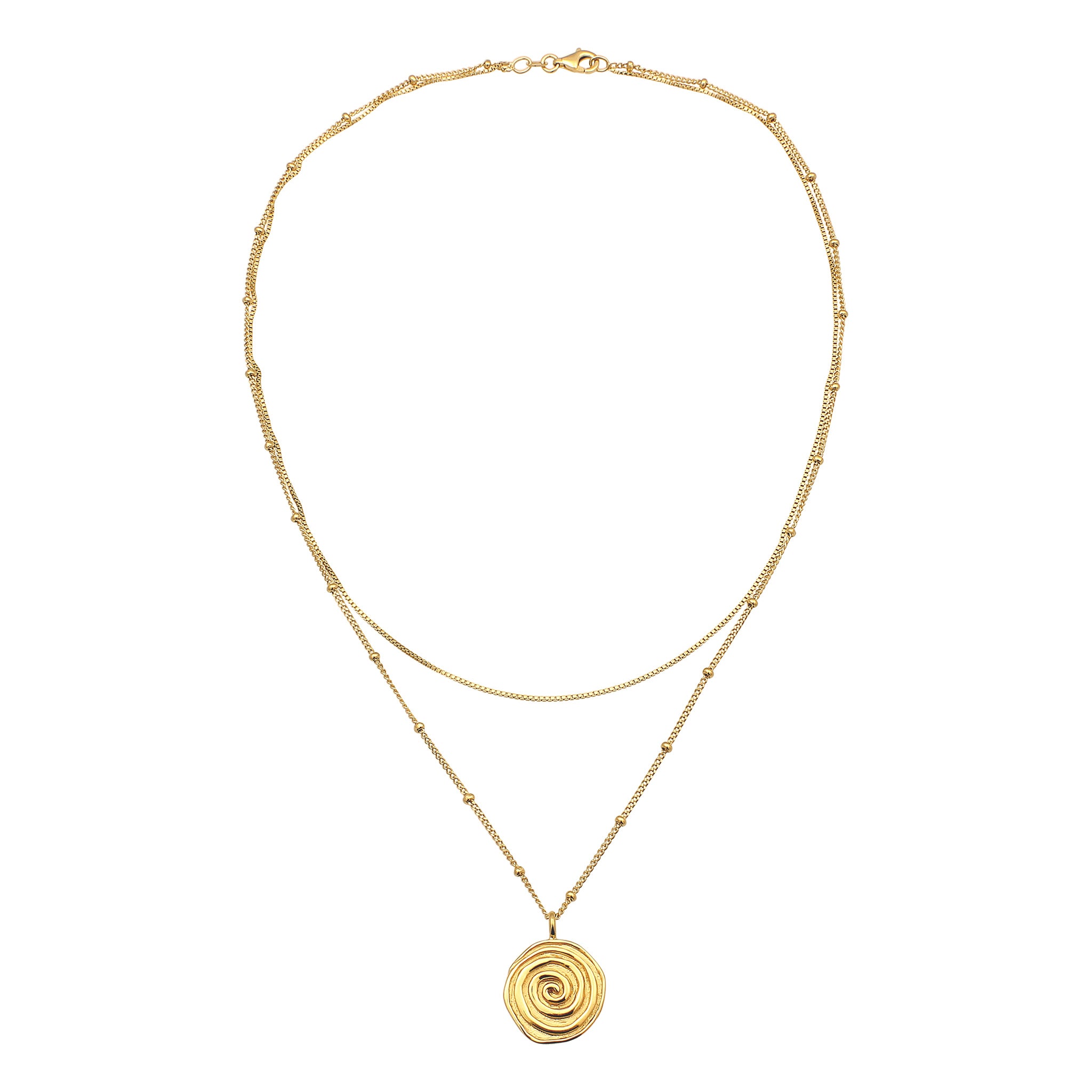 Gold Kalung Perhiasan Perak 925 Wanita Layer Plate Spiral Gold Plated