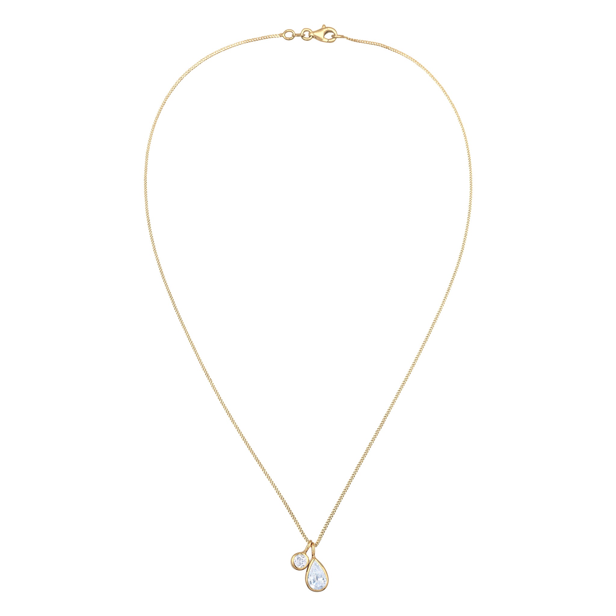 Gold Kalung Perhiasan Perak 925 Wanita Drop White Zirconia Gold Plated